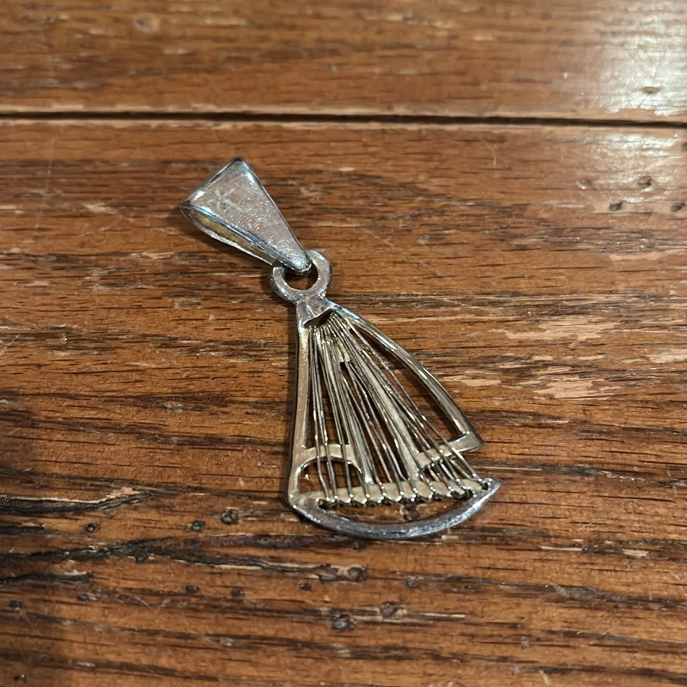 Silver Tone Sailboat Pedant with Gold Lines Jewelry Necklace